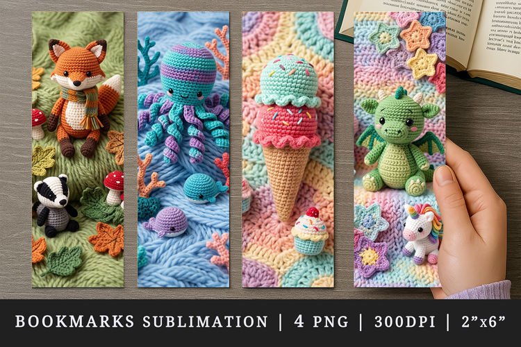 Amigurumi bookmarks printable sublimation bookmark design