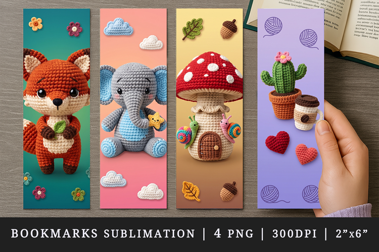 Amigurumi bookmarks printable sublimation bookmark design