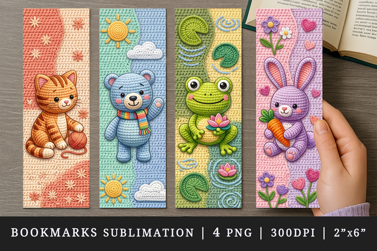 Amigurumi bookmarks printable sublimation bookmark design