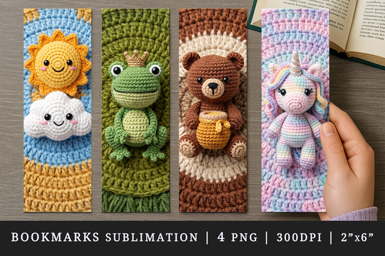 Amigurumi bookmarks printable sublimation bookmark design