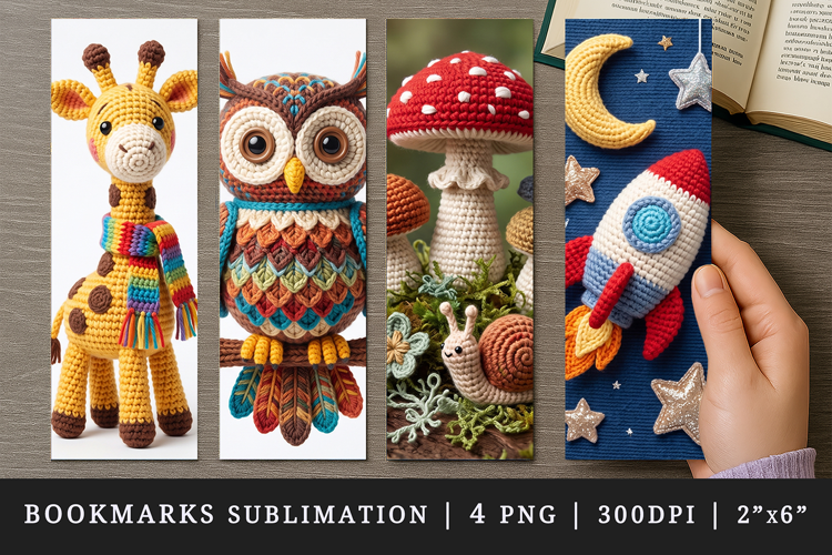 Amigurumi bookmarks printable sublimation bookmark design