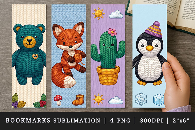 Amigurumi bookmarks printable sublimation bookmark design example image 1