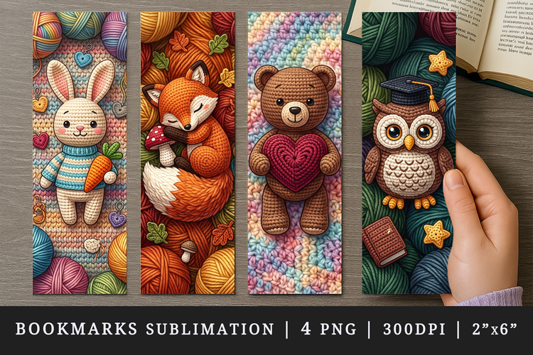 Amigurumi bookmarks printable sublimation bookmark design