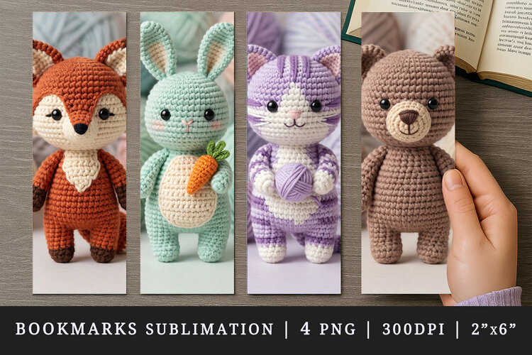 Amigurumi bookmarks printable sublimation bookmark design example image 1