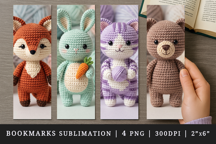 Amigurumi bookmarks printable sublimation bookmark design