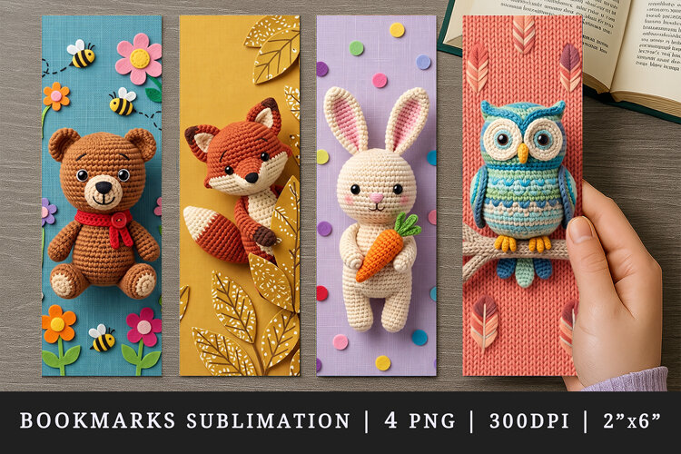 Amigurumi bookmarks printable sublimation bookmark design example image 1