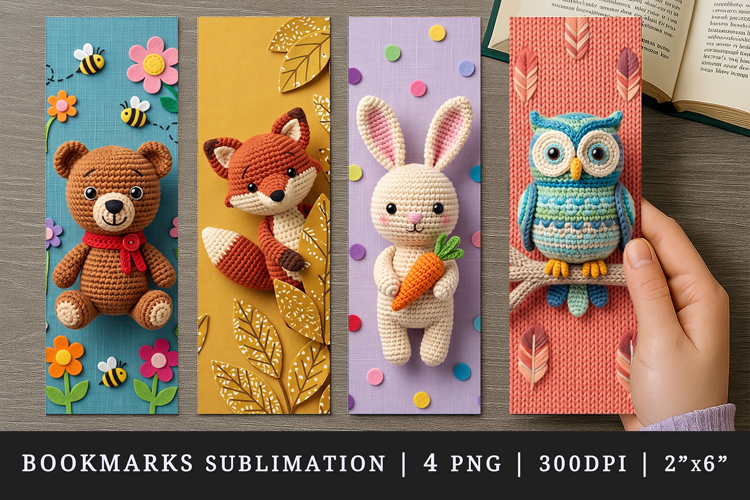 Amigurumi bookmarks printable sublimation bookmark design