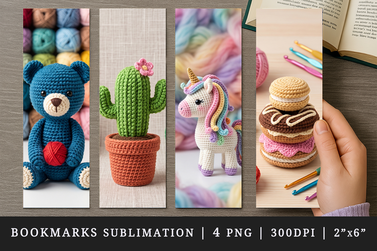 Amigurumi bookmarks printable sublimation bookmark design