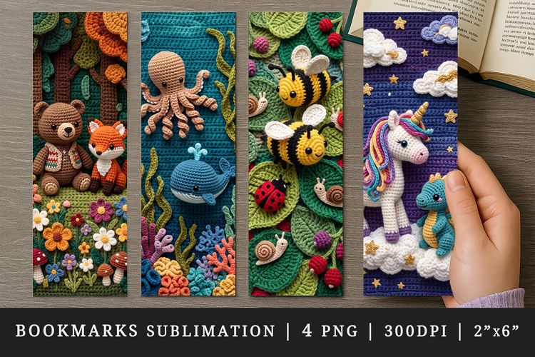 Amigurumi bookmarks printable sublimation bookmark design