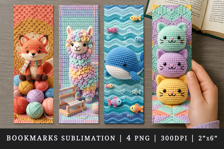 Amigurumi bookmarks printable sublimation bookmark design
