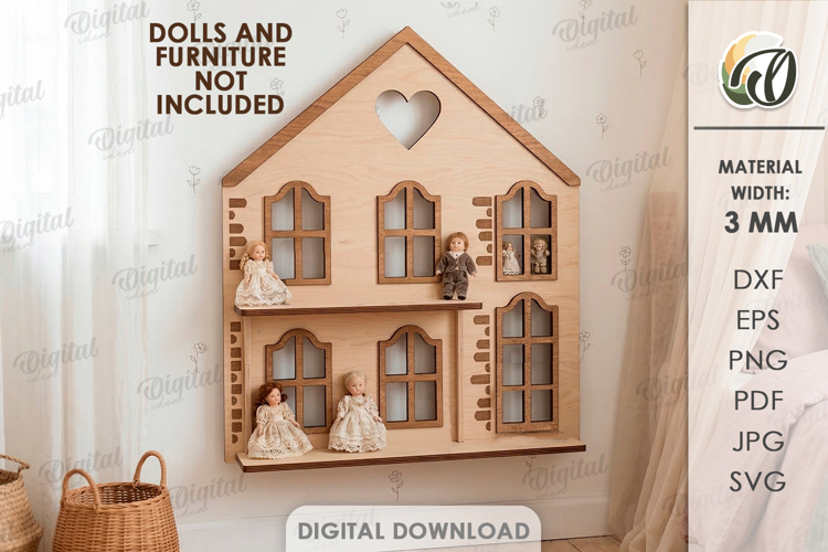 Amsterdam Dollhouse Shelf Laser Cut. Nursery Decor SVG