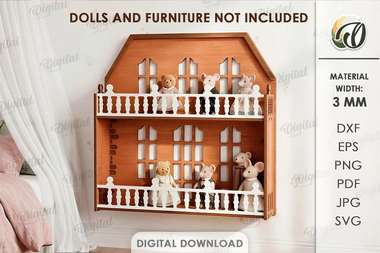 Amsterdam Dollhouse Shelf Laser Cut. Nursery Decor SVG