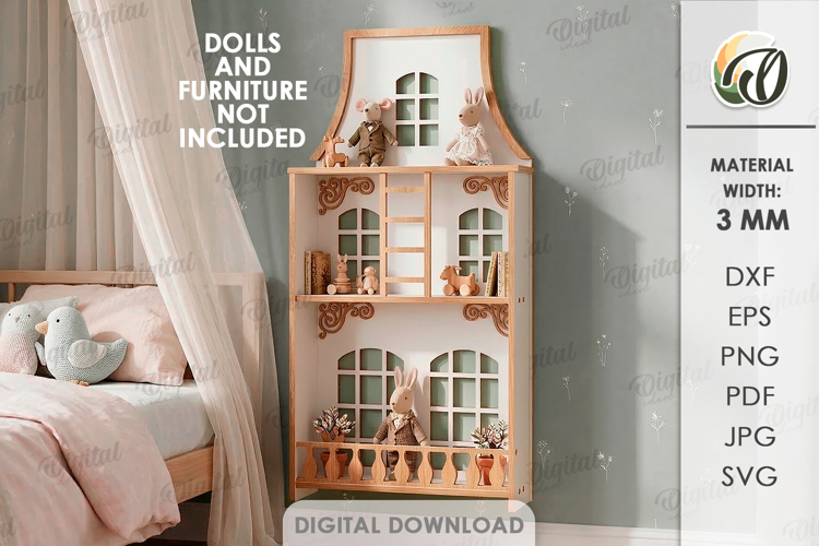 Amsterdam Dollhouse Shelf Laser Cut. Nursery Decor SVG