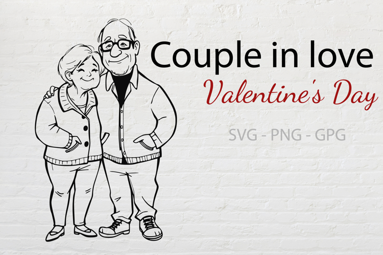 An elderly couple in love SVG | Valentines Day