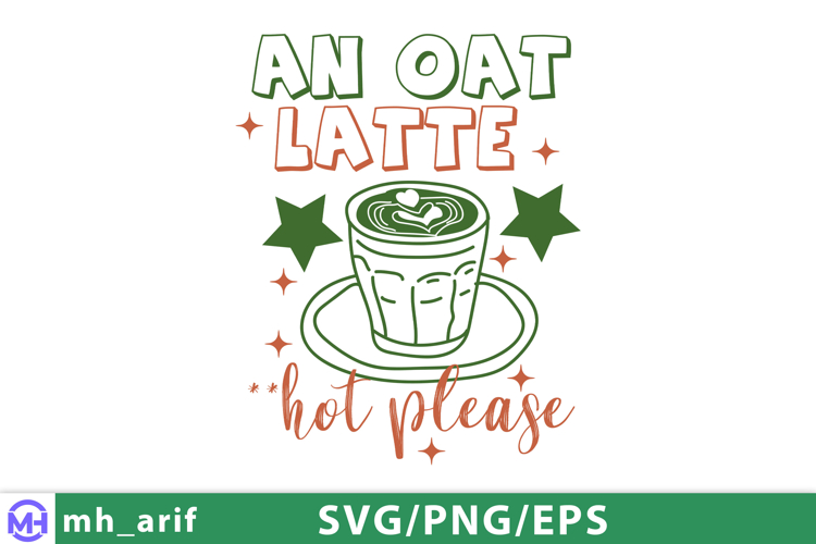Coffee Oat Latte Hand-drawn PNG SVG T-shirt Design