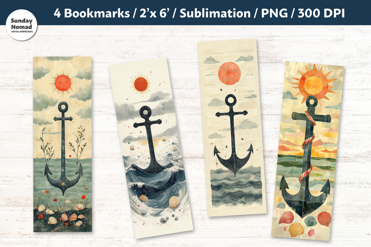 Whimsical Anchor Bookmark , Printable Crafts, 4 PNG example image 1