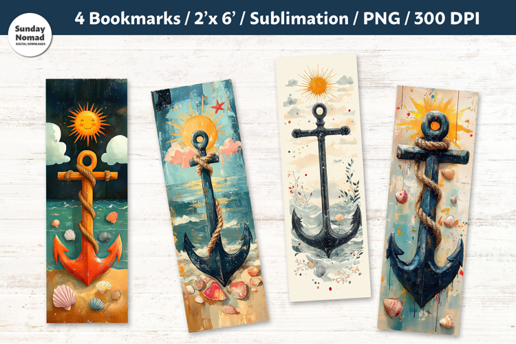 Whimsical Anchor Bookmark , Printable Crafts, 4 PNG example image 1