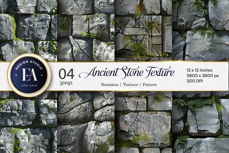 Ancient Gray Stone Fort Masonry Digital Paper example image 1