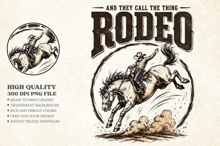 And They Call The Thing Rodeo PNG, Vintage Western Graphic