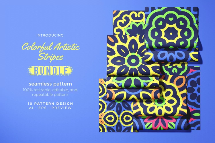 Colorful Artistic Stripes - Seamless Pattern