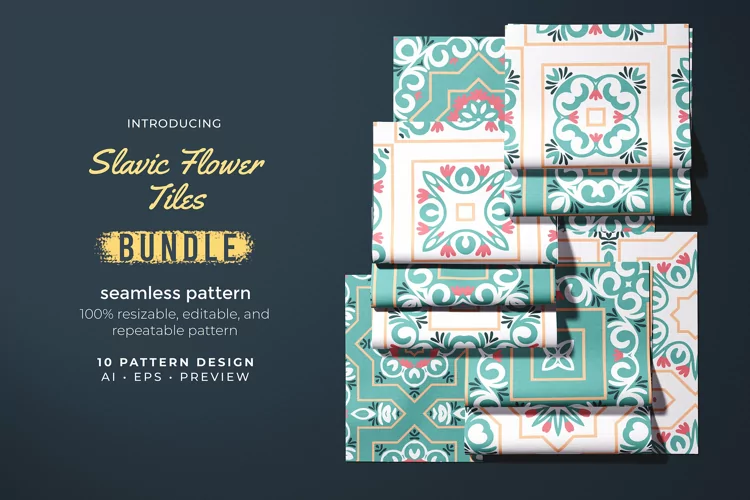 Slavic Flower Tiles - Seamless Pattern