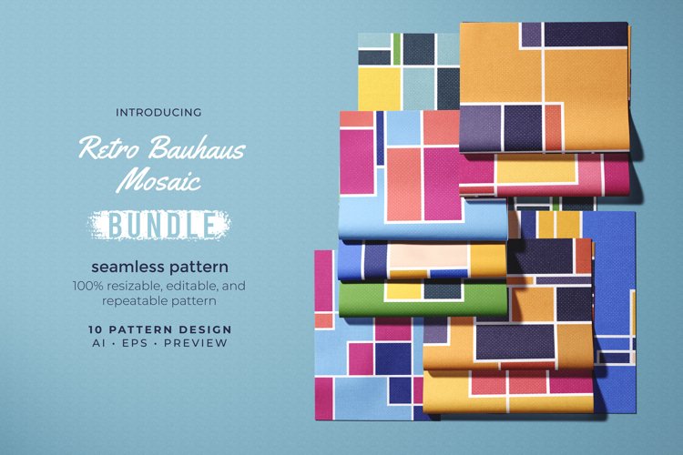 Retro Bauhaus Mosaic - Seamless Pattern example image 1