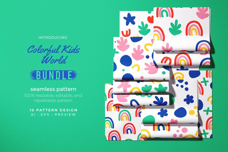Colorful Kids World - Seamless Pattern