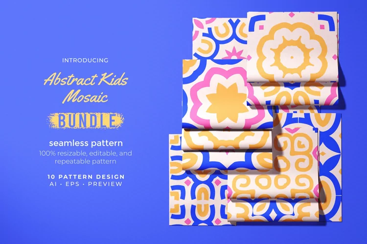 Abstract Kids Mosaic - Seamless Pattern