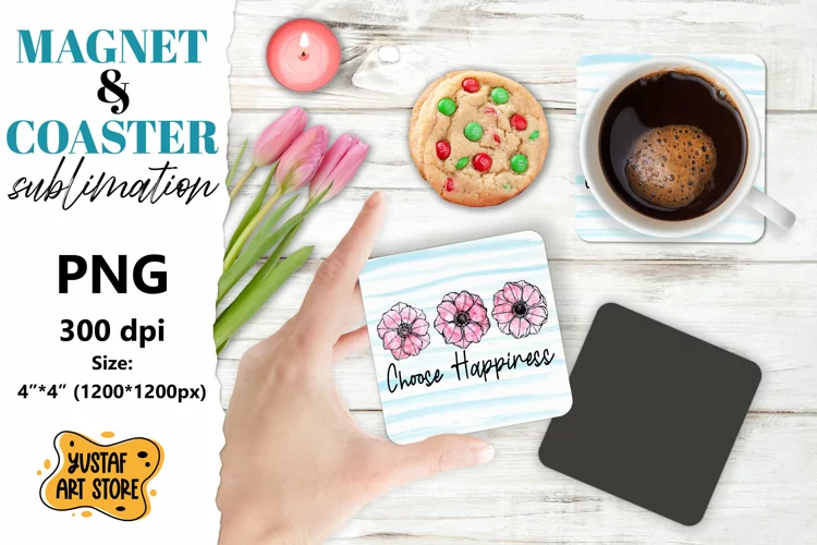 Flowers magnet/Flowers coaster. Anemone flowers sublimation