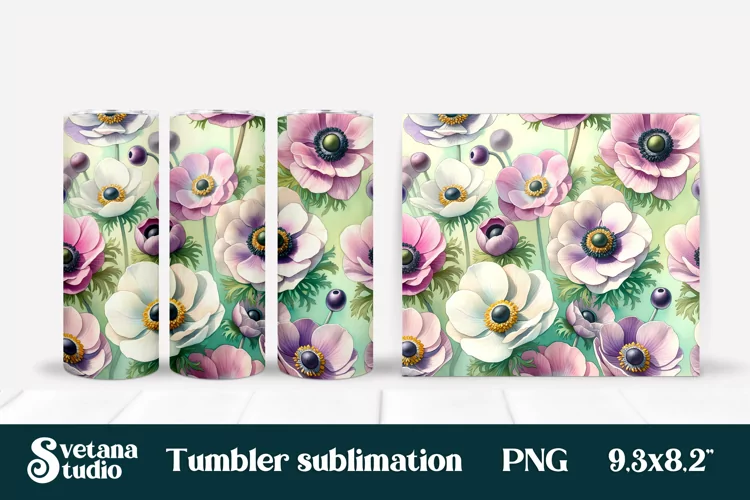 Anemone flower tumbler | Flower tumbler | Tumbler wrap