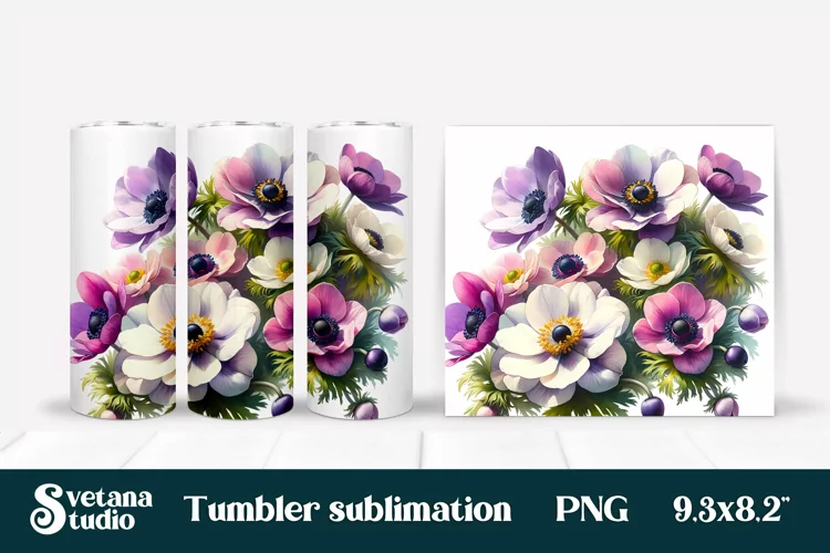 Anemone flower tumbler | Flower tumbler | Tumbler wrap