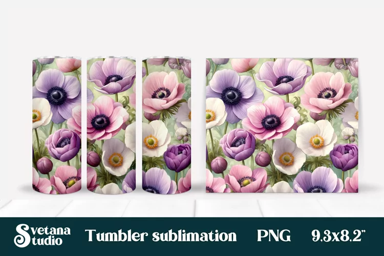 Anemone flower tumbler | Flower tumbler | Tumbler wrap