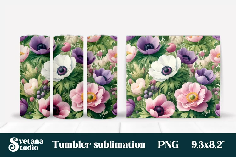 Anemone flower tumbler | Flower tumbler | Tumbler wrap