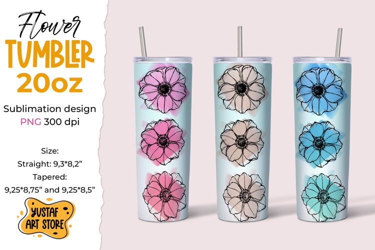 Anemone Flowers tumbler 20 oz sublimation design 3 colors example image 1