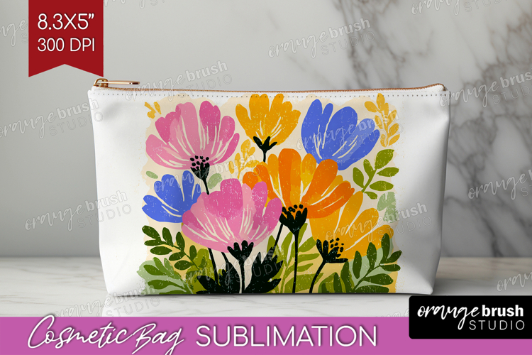 Anemone Modern Floral Cosmetic Bag Sping Flower Makeup Bag