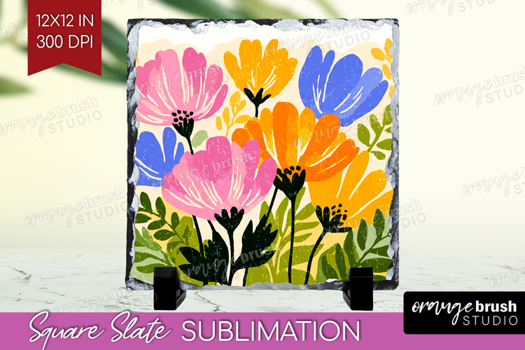 Anemone Modern Floral Slate PNG Sping Flower Square Slate