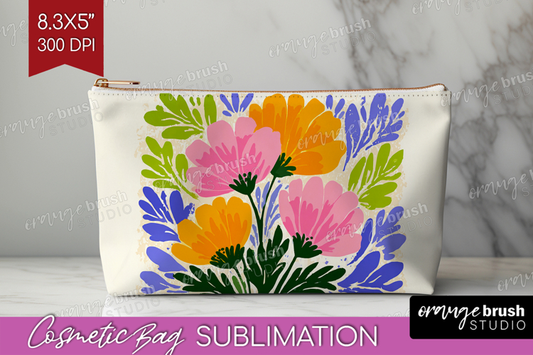 Anemone Modern Floral Cosmetic Bag Sping Flower Makeup Bag