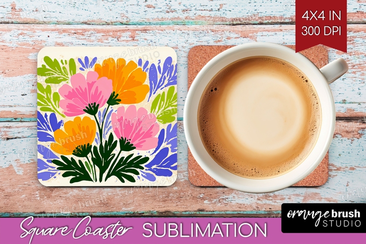 Anemone Modern Floral Square Coaster Sping Flower Coaster