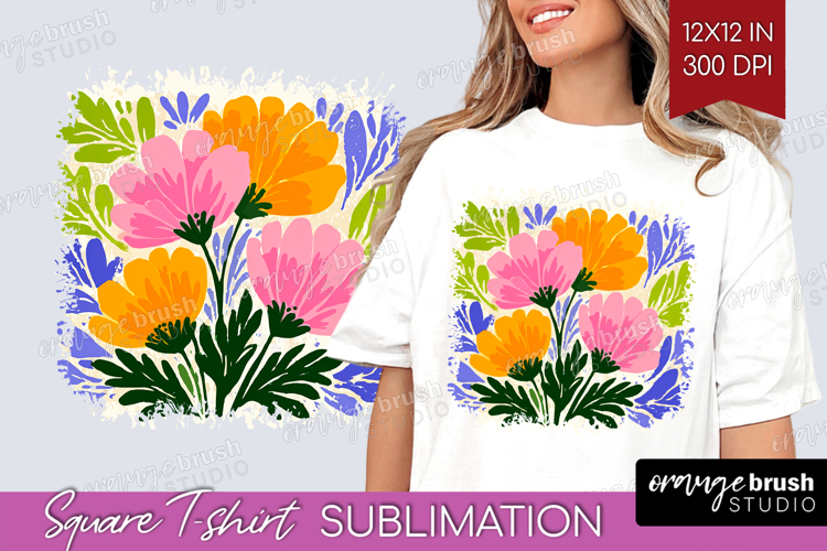 Anemone Modern Floral Square Tshirt Background Sping Flower