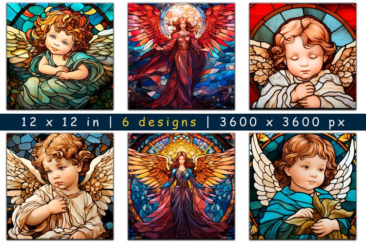 Angel Stained Glass Digital Paper example image 1