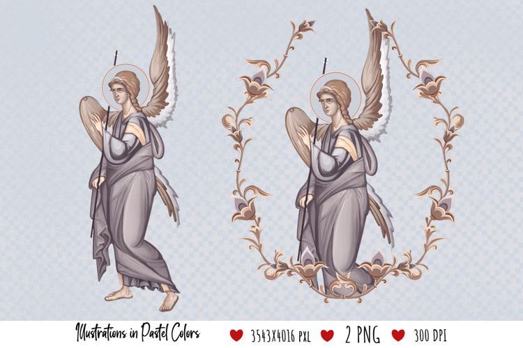 Angel. Religious Byzantine Style Illustration