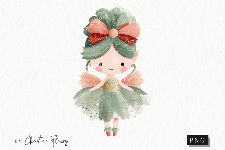 Brush Stroke Christmas Fairy Clipart | Preppy Christmas PNG