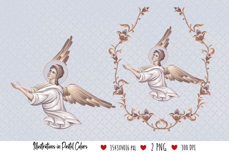 Angel. Christian Pastel Illustration in Byzantine Style