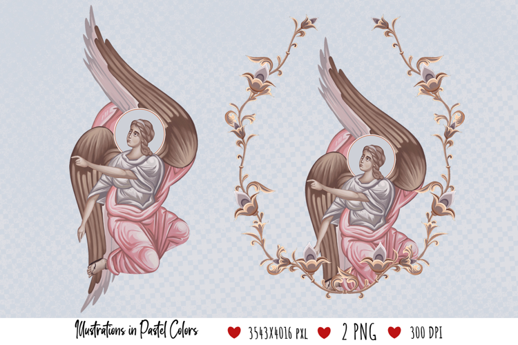 Angel. Greek Religious Byzantine Style Illustration