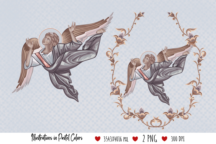 Angel. Religious Byzantine Style Illustration