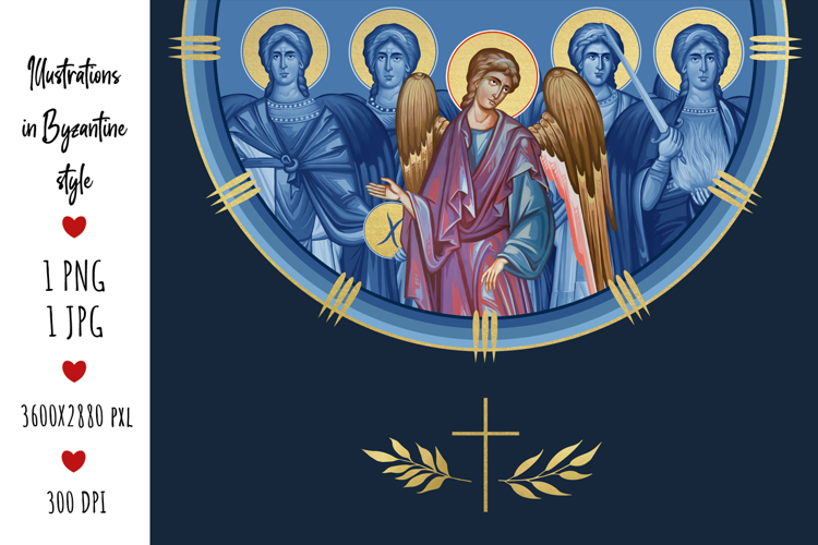 Angel and 4 Cardinal Points Christian Illustration