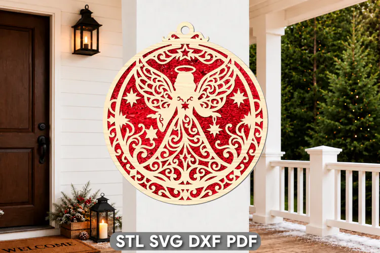Angel Christmas Ornament Laser Cut SVG
