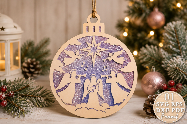 Angel Christmas Ornament SVG Laser Cut