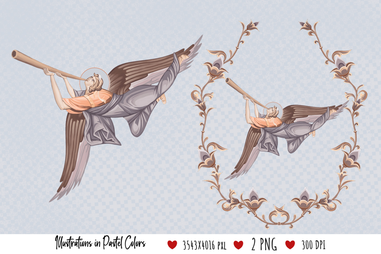 Greek Religious Byzantine Style Illustration with Angel