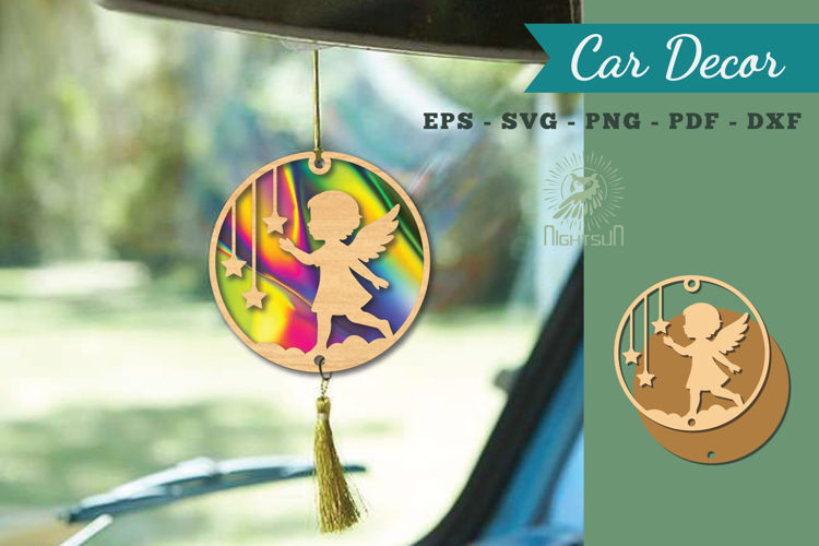 Angel Kids Lasercut Car Decor SVG